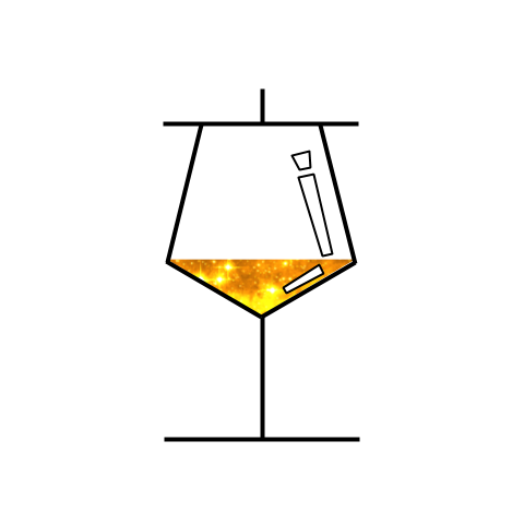 当サイトのロゴ。ストレートで飲むための蓋付きグラスをイメージしています。